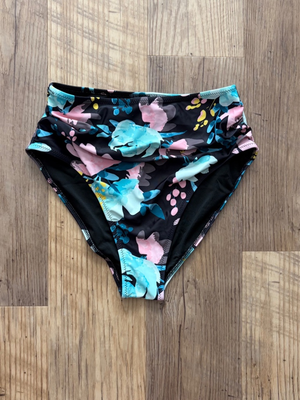 High-waisted, Ruched Floral Bikini Bottom